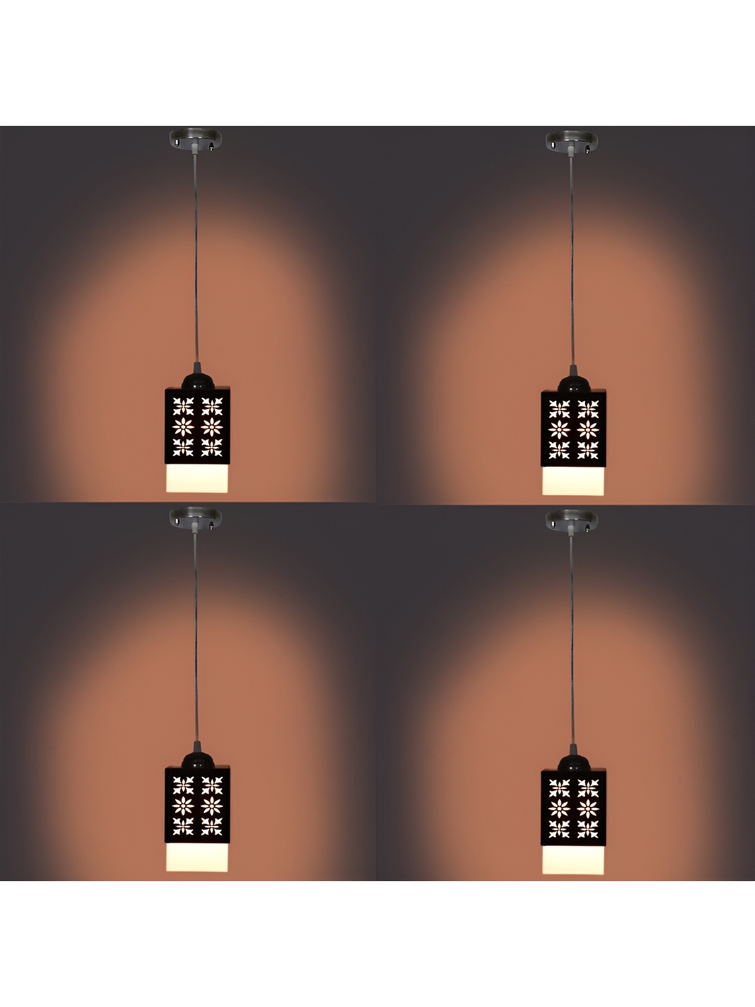 

1ST TIME Brown 4 Pieces Textured Rectangular Wooden Contemporary Ceiling Lamps