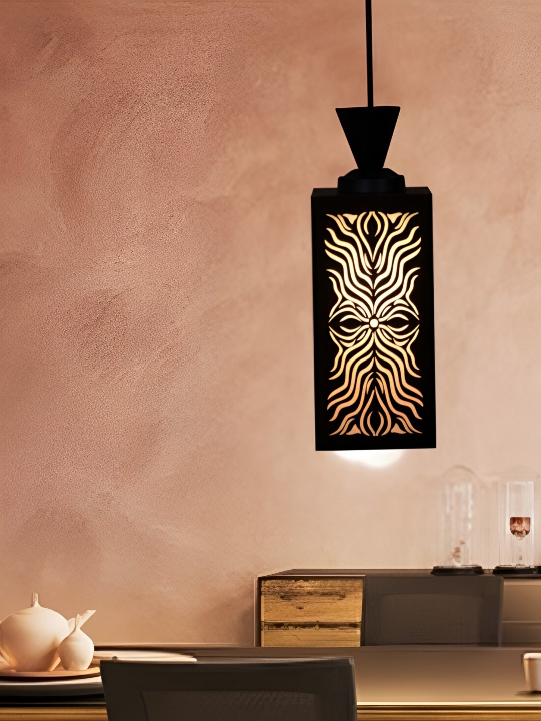

1ST TIME Brown Textured Traditional Wooden Ceiling Lamp