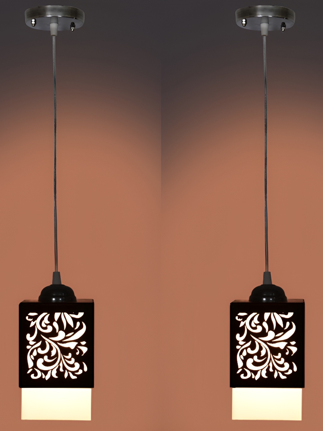 

1ST TIME Black Textured Rectangle Self Assembly Wooden Contemporary Ceiling Lamp