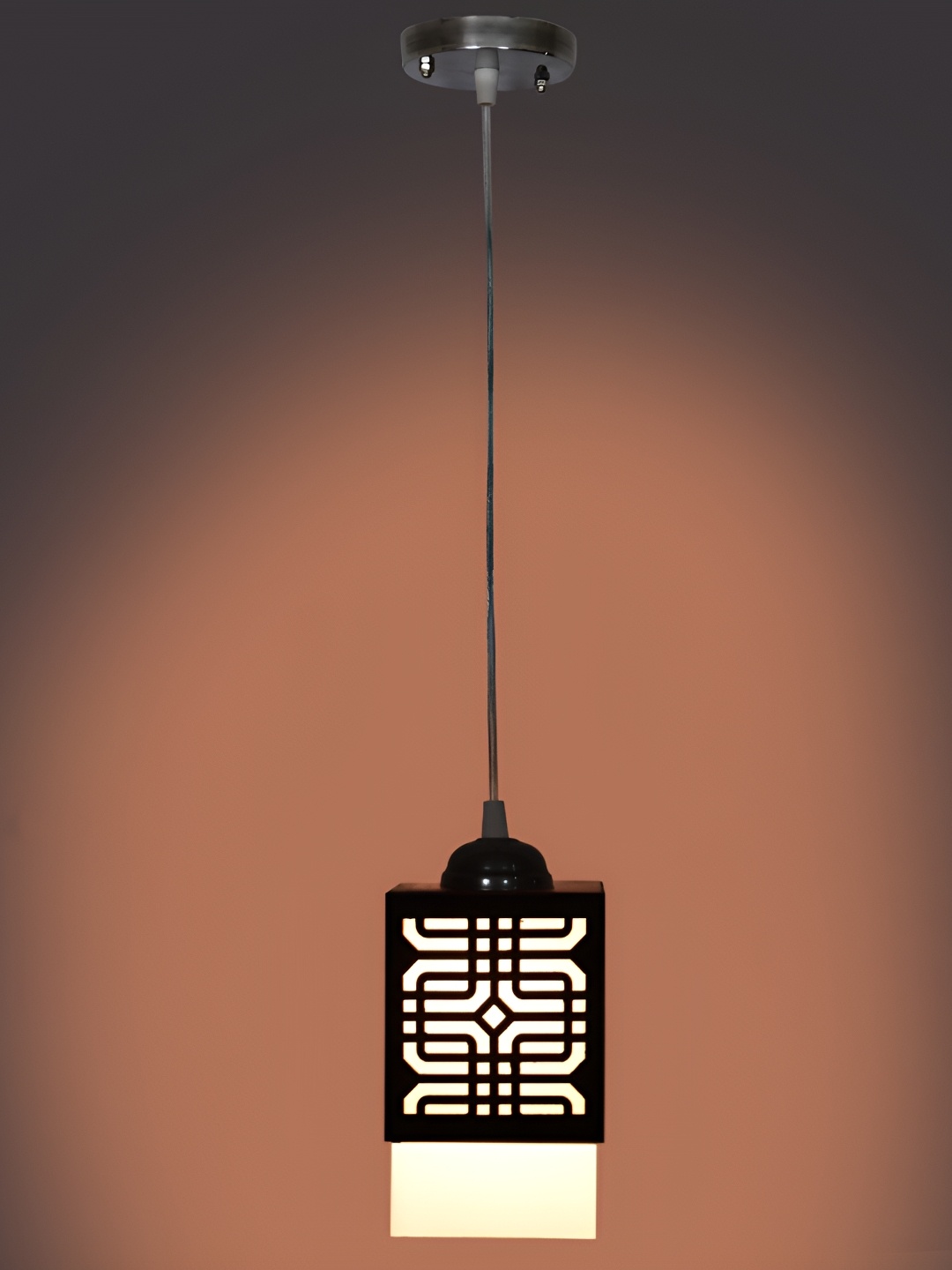 

1ST TIME Brown Textured Wooden Rectangle Contemporary Ceiling Lamp