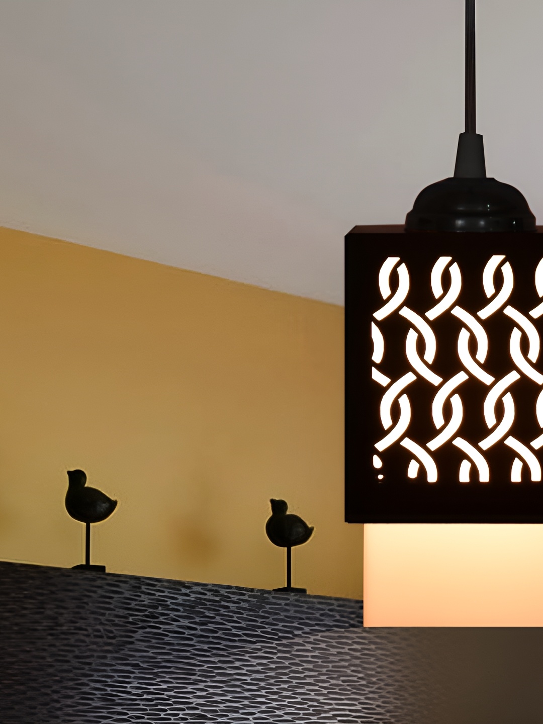 

1ST TIME Black Textured Wooden Rectangle Contemporary Ceiling Lamp