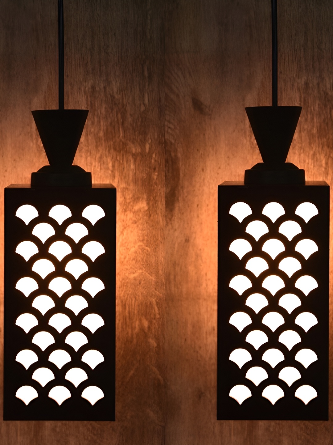 

1ST TIME Brown 2 Pieces Textured Contemporary Wooden Ceiling Lamp