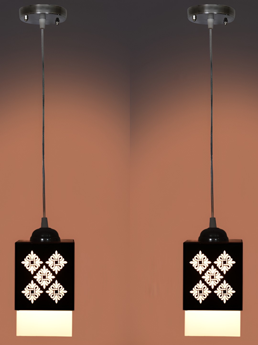 

1ST TIME Black 2 Pcs Textured Traditional Ceiling Lamp
