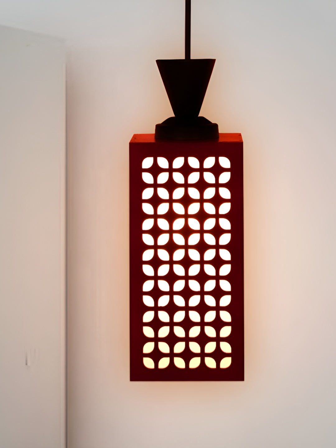 

1ST TIME Red and White Wooden Textured Traditional Ceiling Lamp