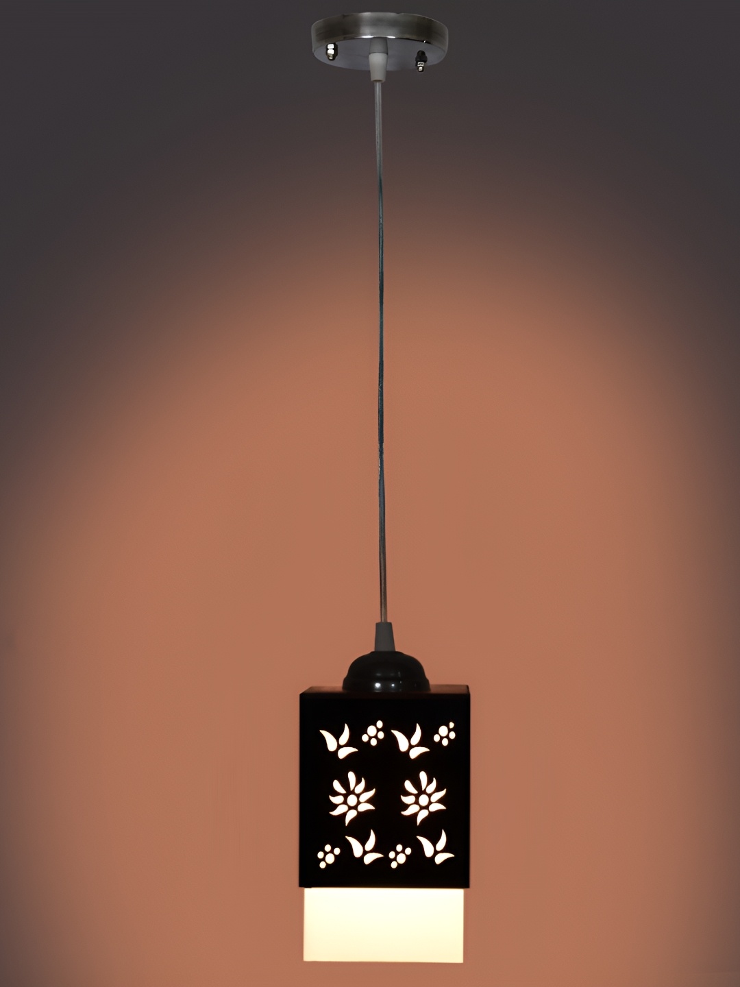 

1ST TIME Brown Textured Rectangular Wooden Contemporary Ceiling Lamp