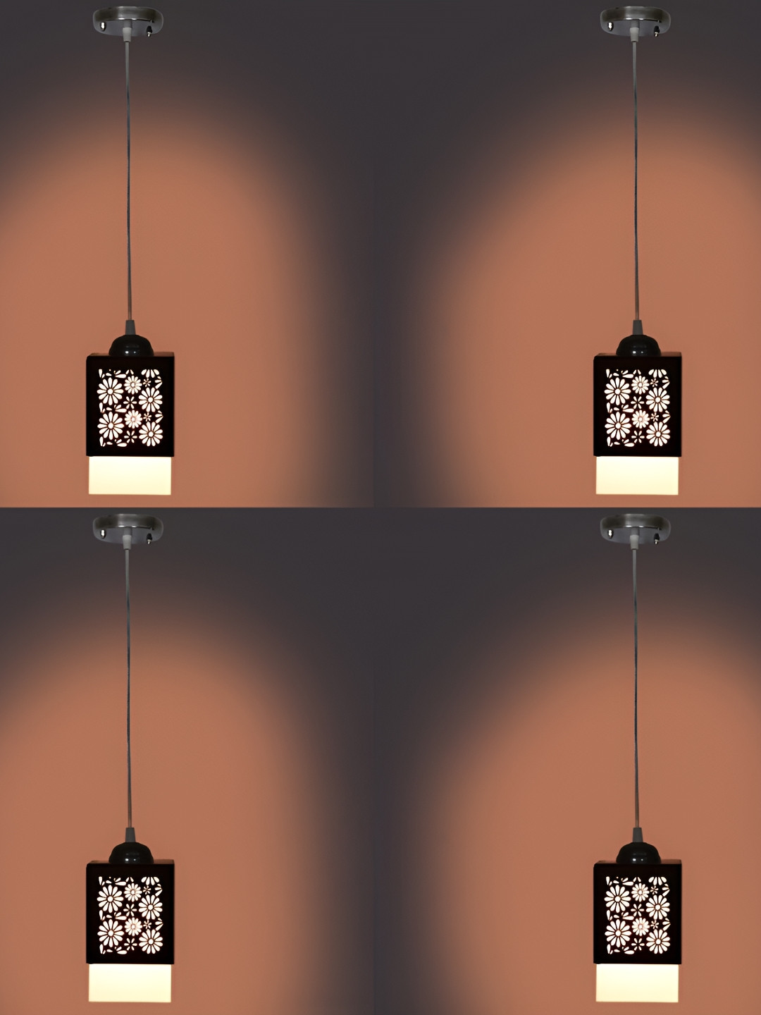 

1ST TIME Black & White 4 Pieces Textured Wooden Rectangle Contemporary Ceiling Lamps