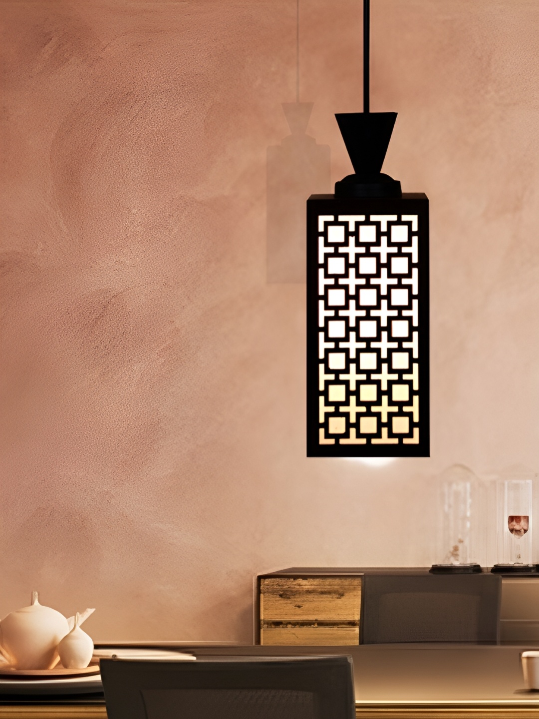 

1ST TIME Brown & White Textured Traditional Ceiling Lamp