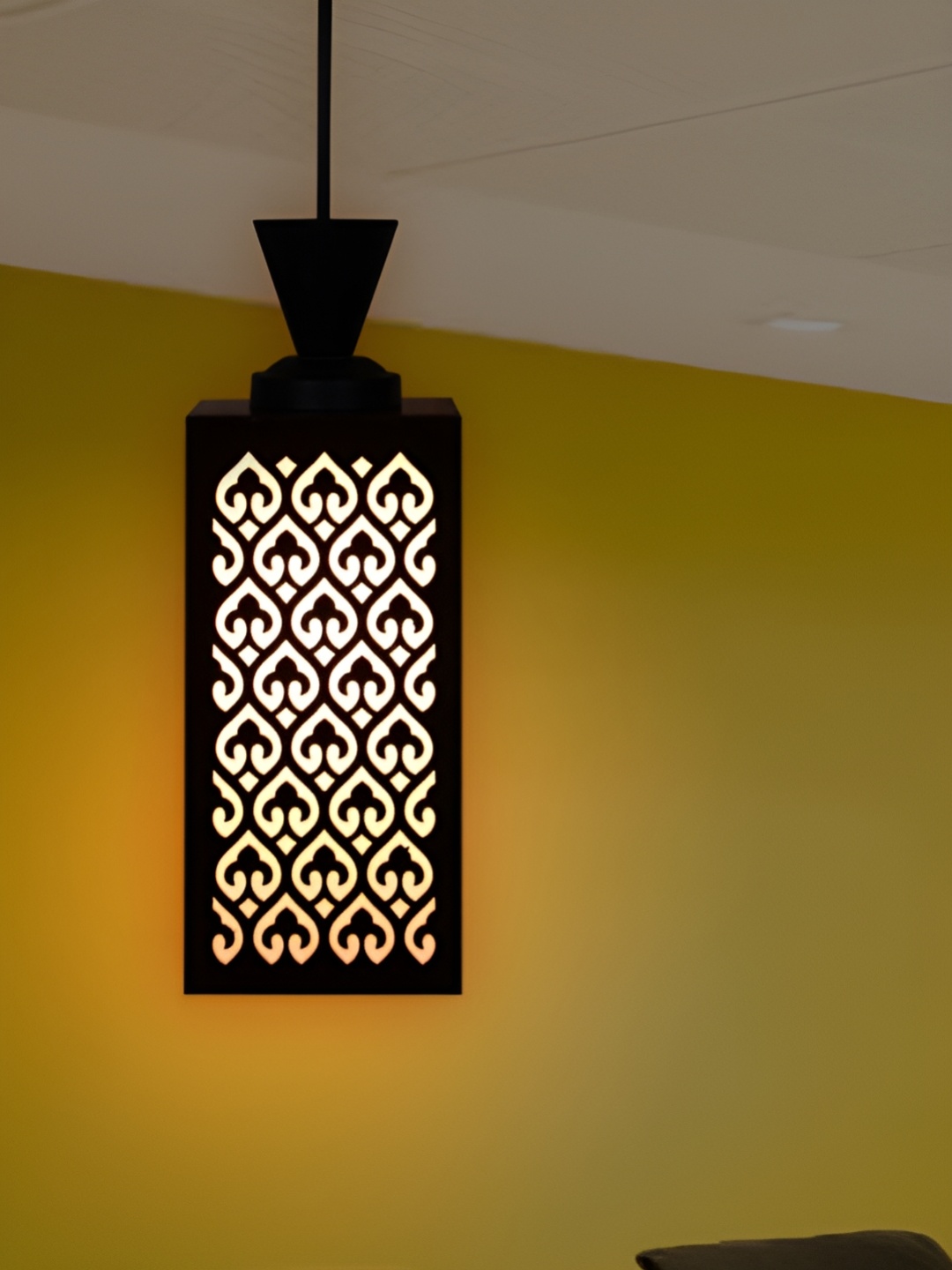 

1ST TIME Brown & White Textured Wooden Rectangle Contemporary Ceiling Lamp