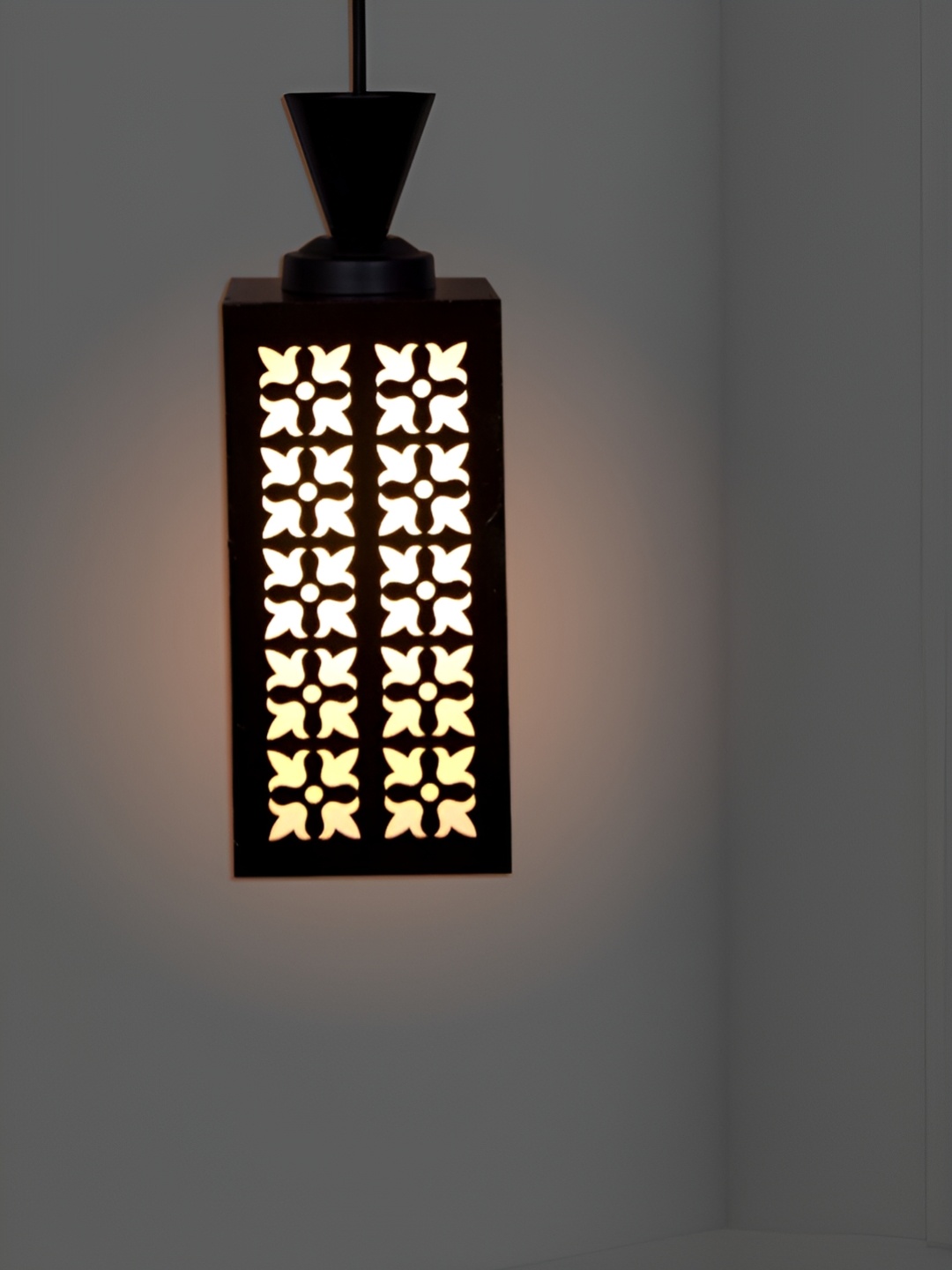 

1ST TIME Brown & White Textured Wooden Rectangle Contemporary Ceiling Lamp