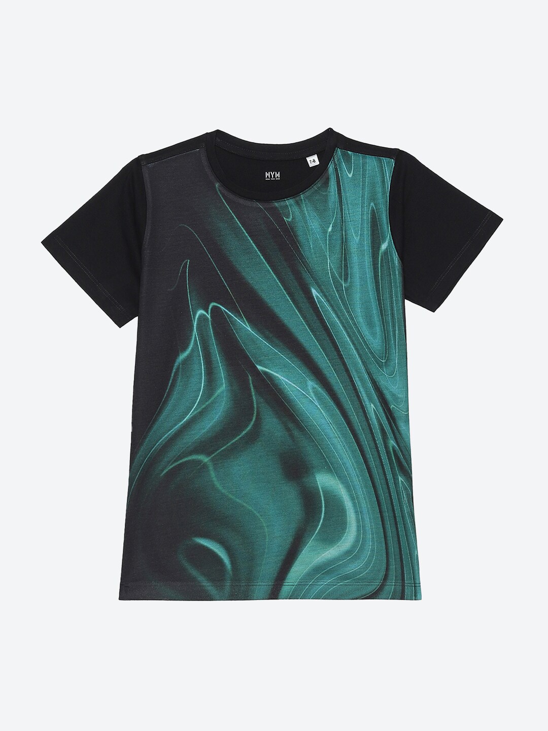 

Wear Your Mind Boys Abstract Printed Round Neck Casual T-shirt, Black