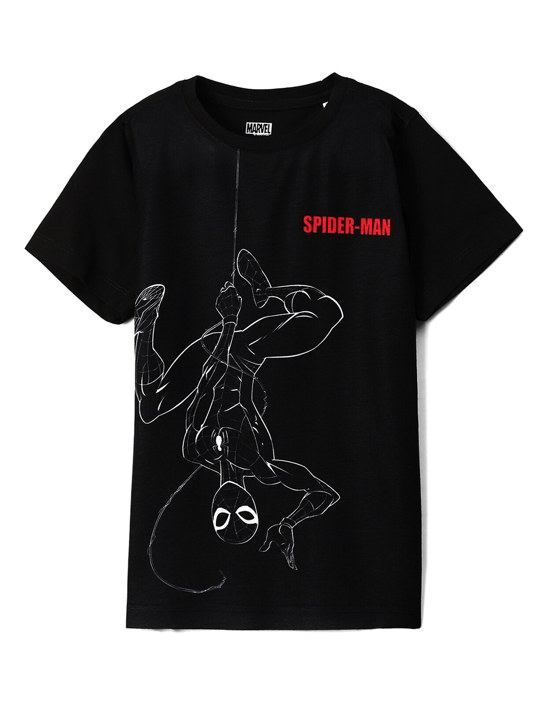 

Wear Your Mind Boys Spider Man Printed Round Neck Casual T-shirt, Black