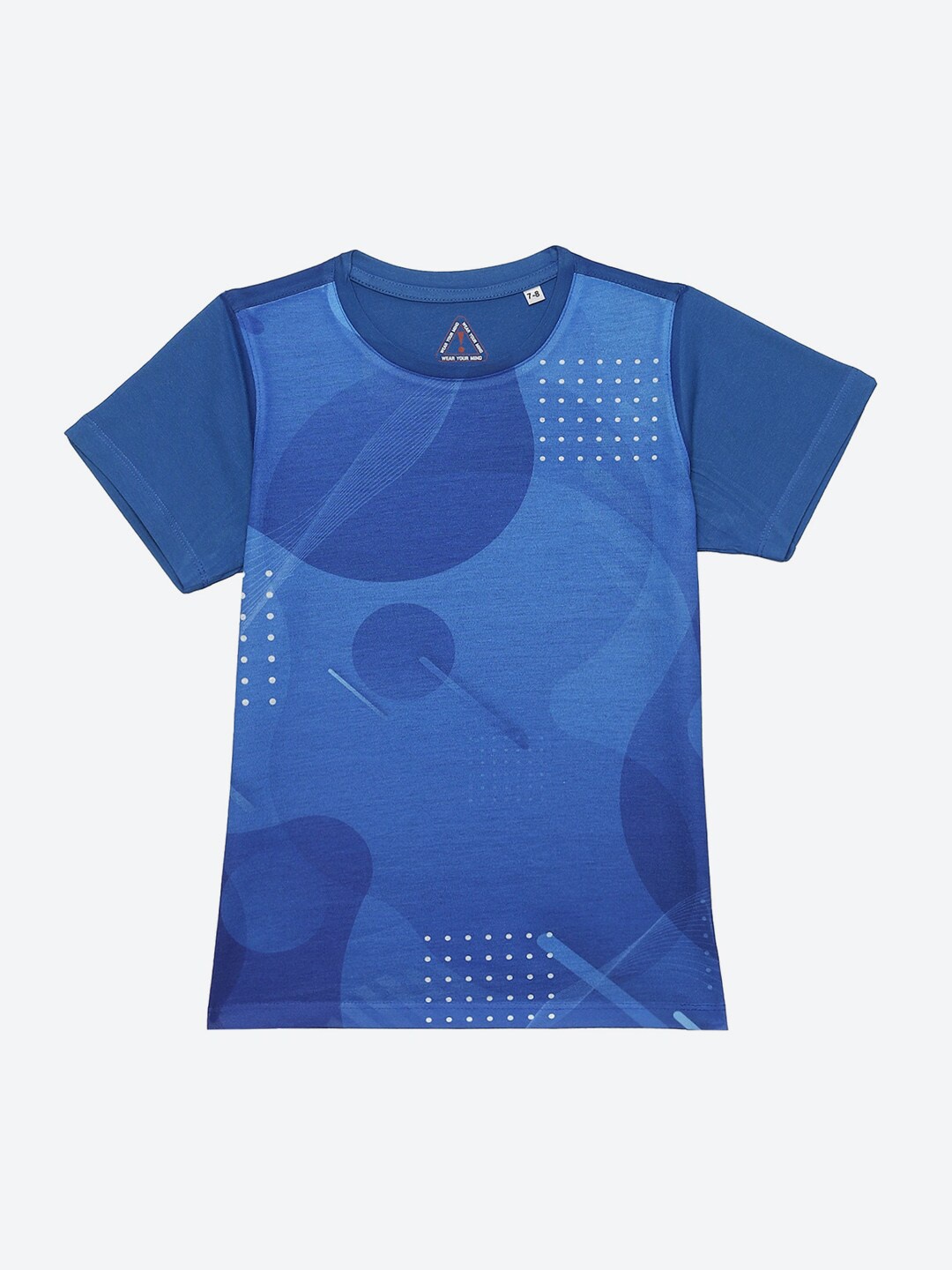 

Wear Your Mind Boys Geometric Printed Cotton T-shirt, Blue