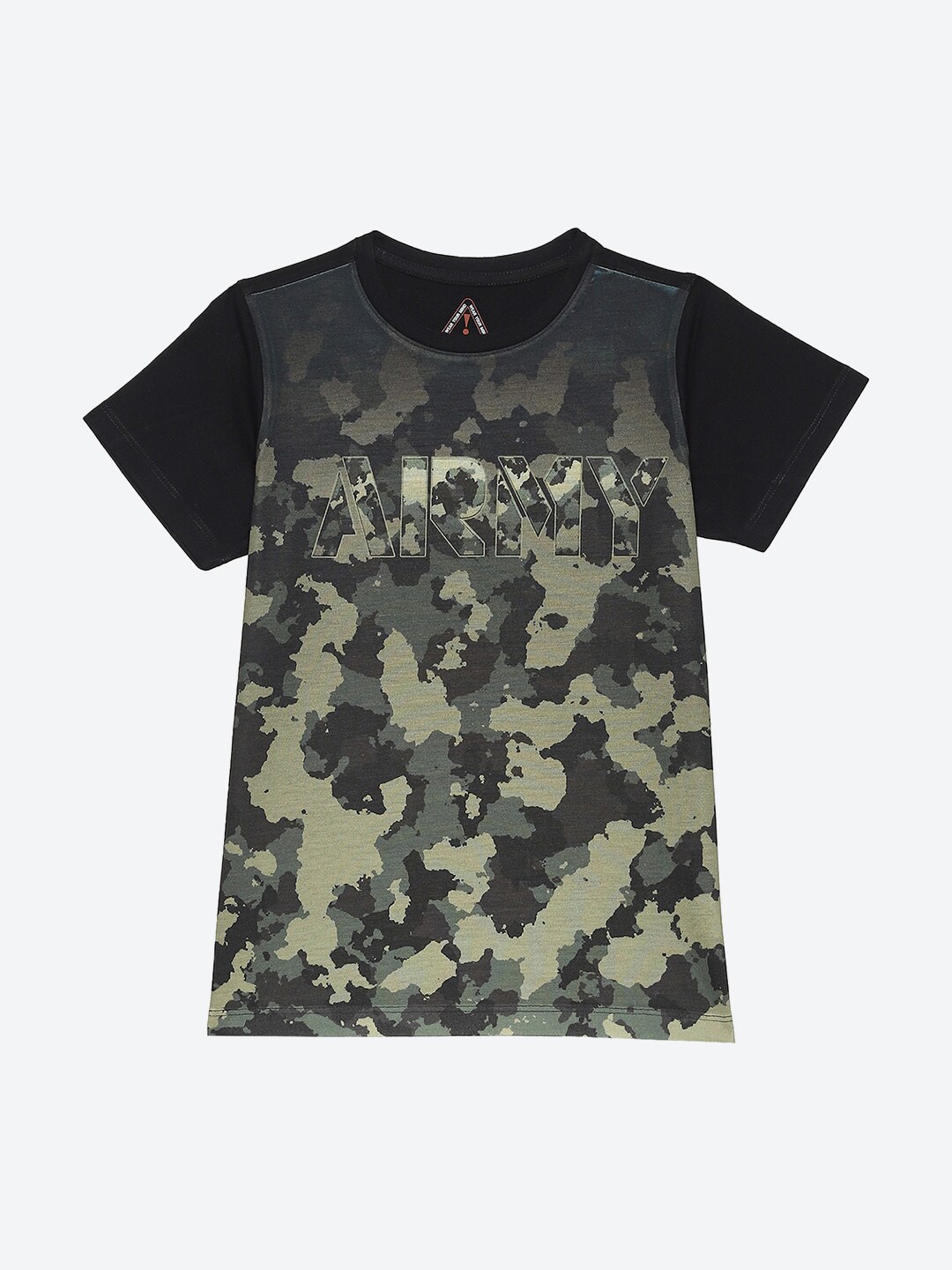 

Wear Your Mind Boys Camouflage Printed Round Neck Cotton Casual T-shirt, Black