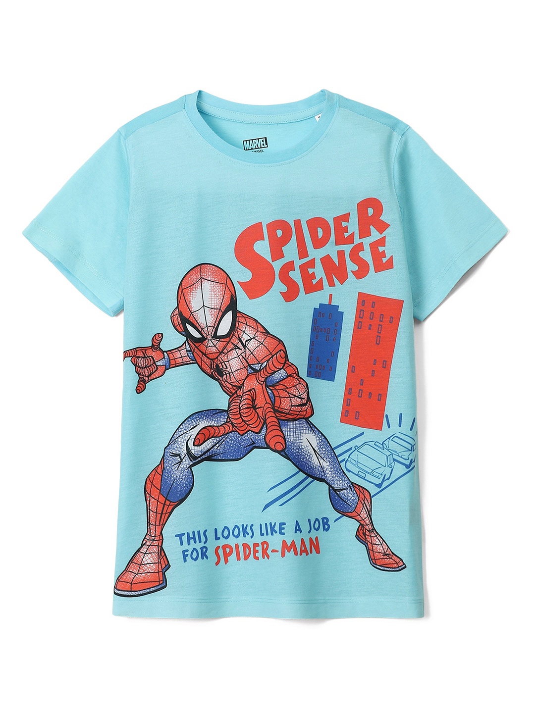 

Wear Your Mind Boys Spider-Man Printed Cotton T-shirt, Blue