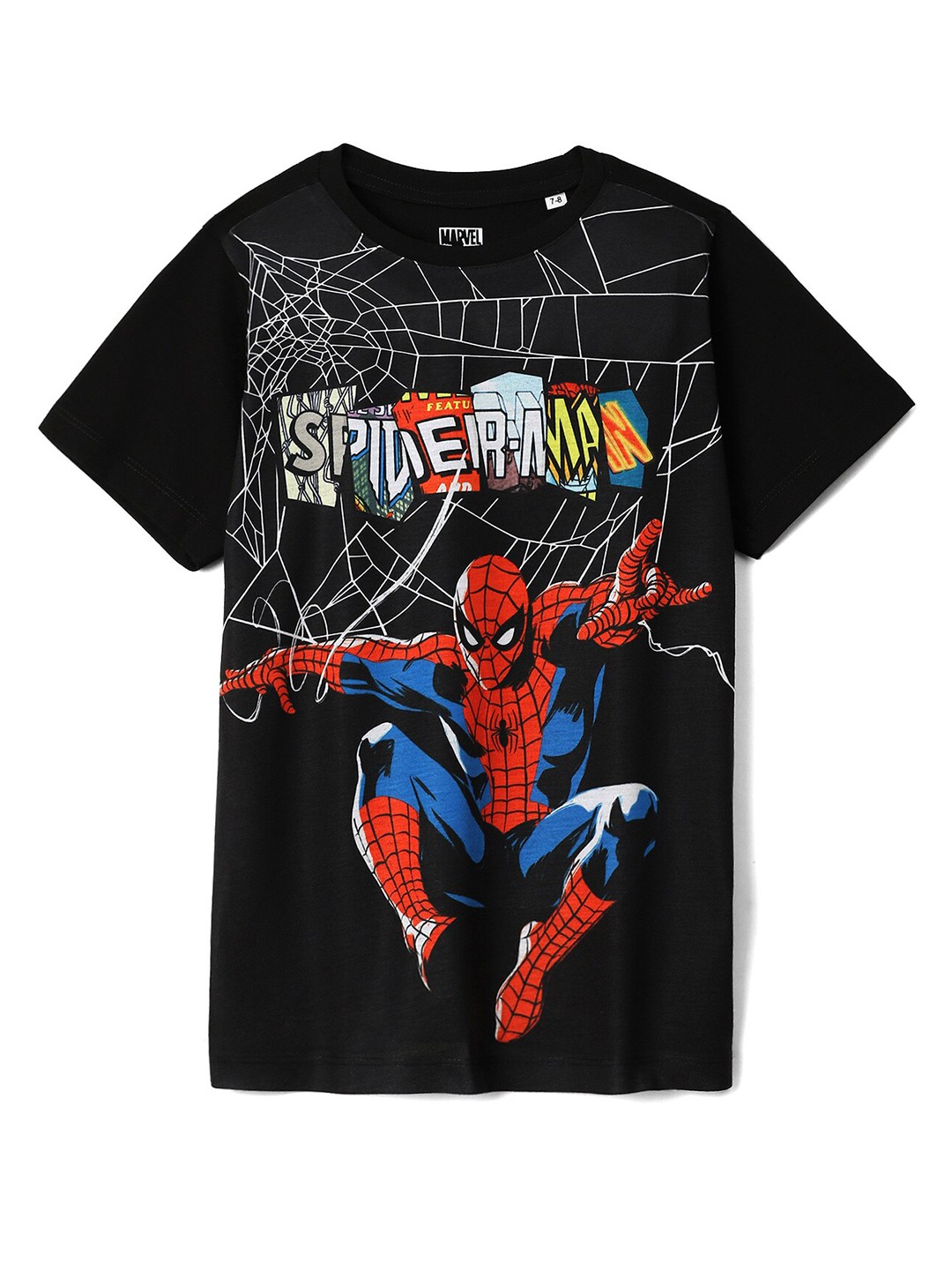 

Wear Your Mind Boys Spider-Man Printed Cotton T-shirt, Black
