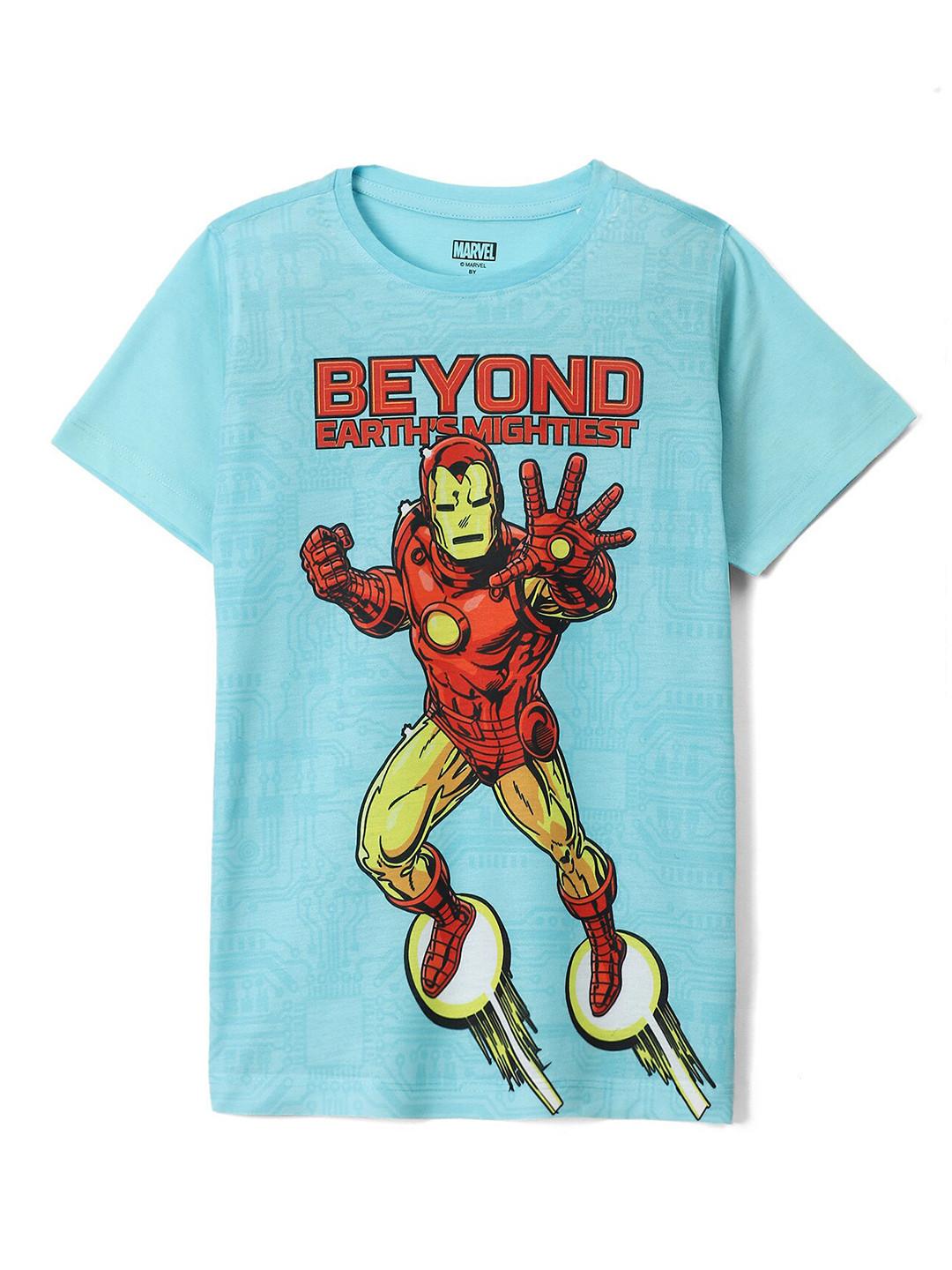 

Wear Your Mind Boys Iron Man Printed Round Neck Casual T-shirt, Blue