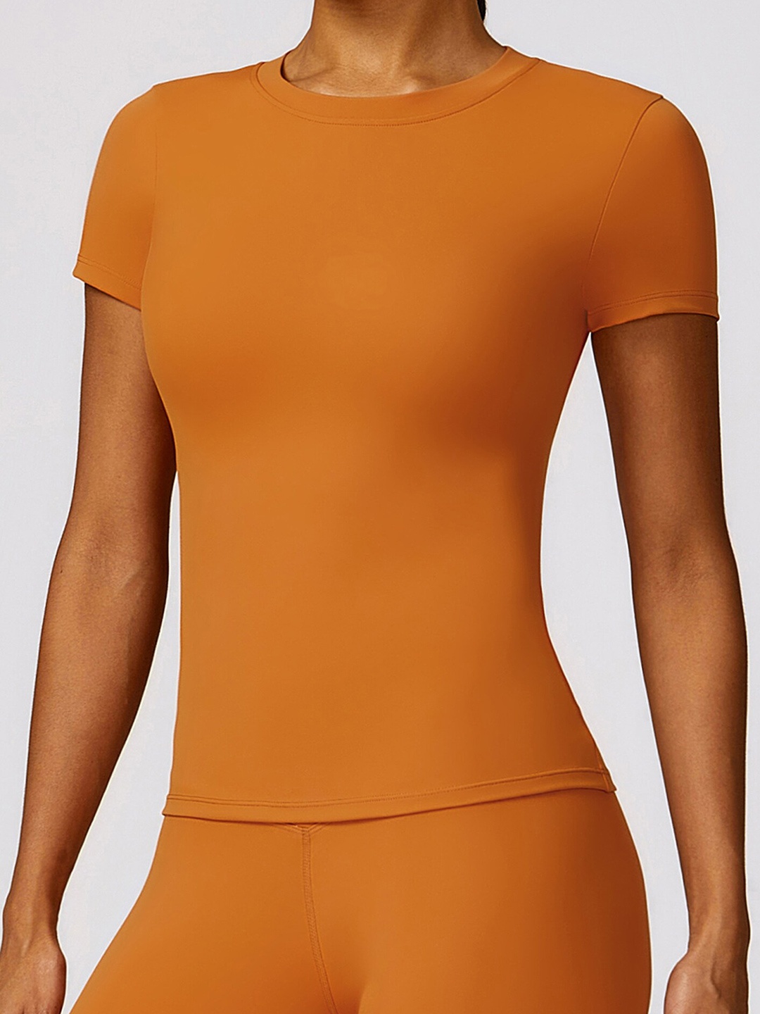 

LULU & SKY Round Neck Short Sleeves Top, Orange