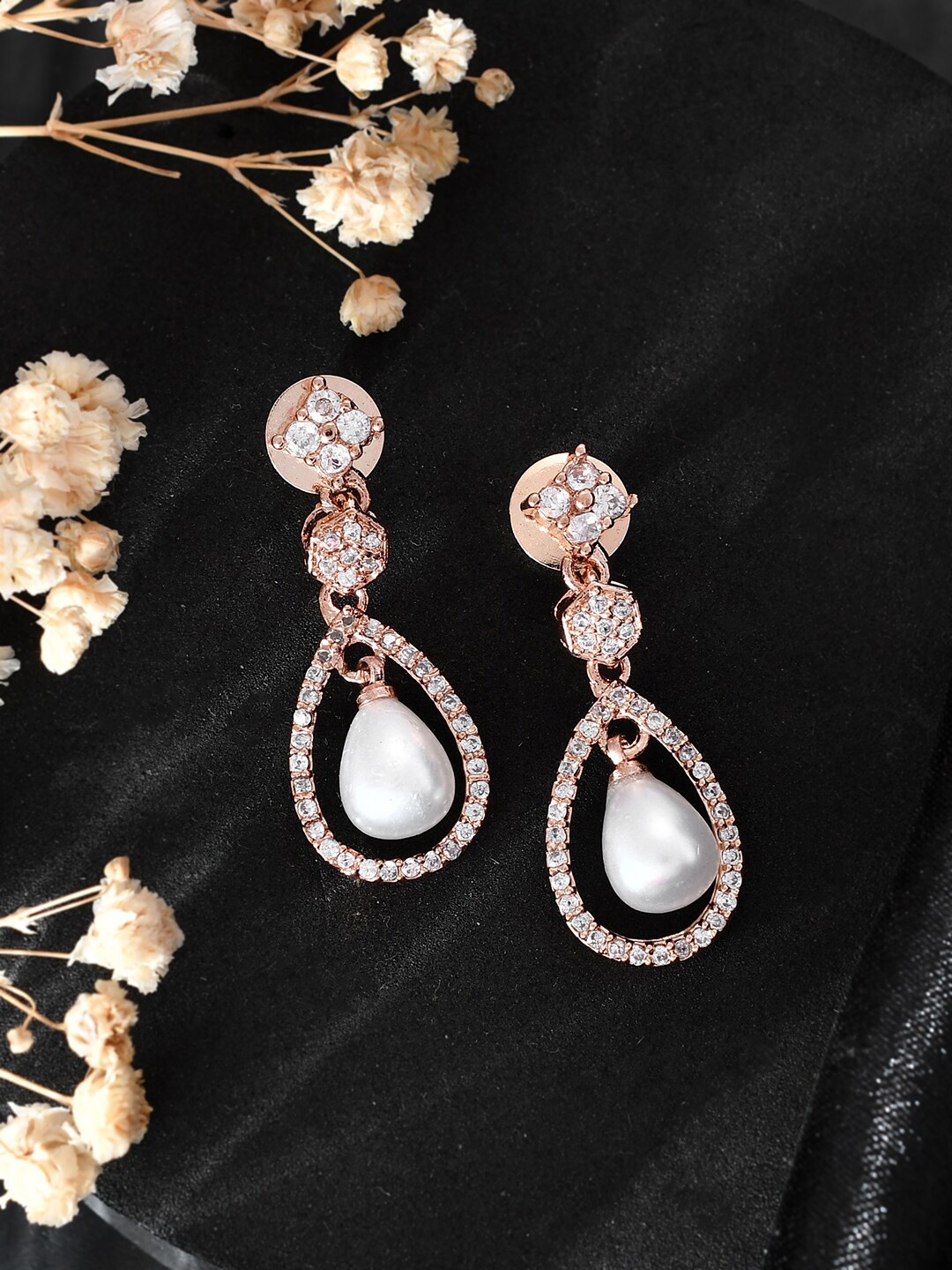 

Silvermerc Designs Gold-Plated Diamond Shaped Drop Earrings, Rose gold