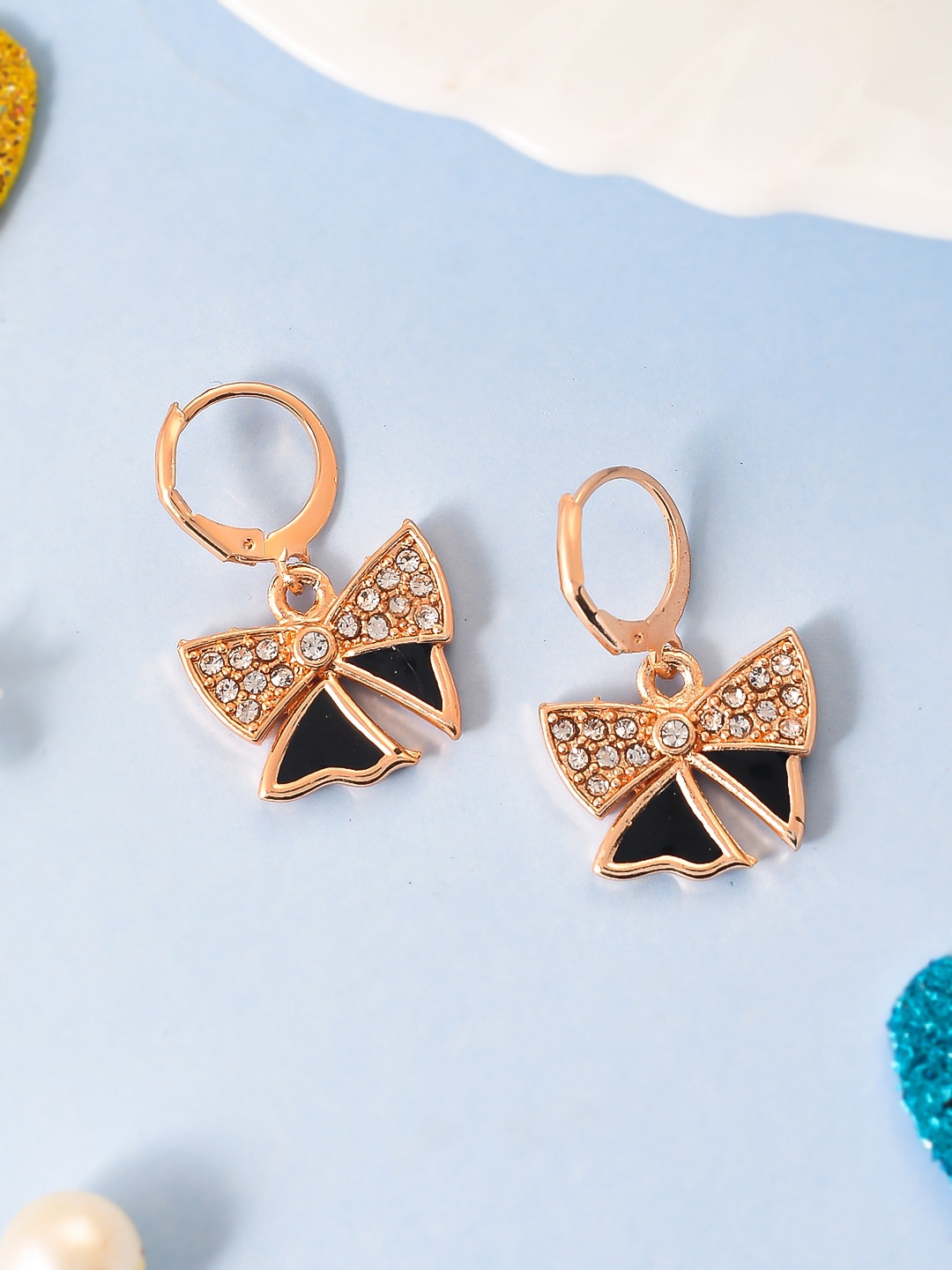 

Silvermerc Designs Rose Gold-Plated American Diamond Drop Earrings