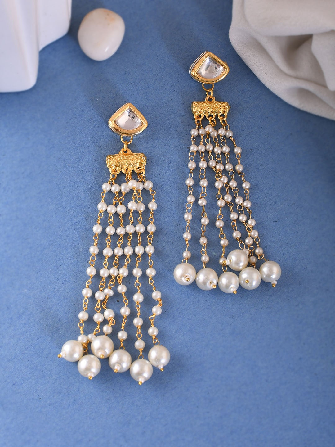 

Silvermerc Designs Gold-Plated Beads Beaded Contemporary Tasselled Drop Earrings