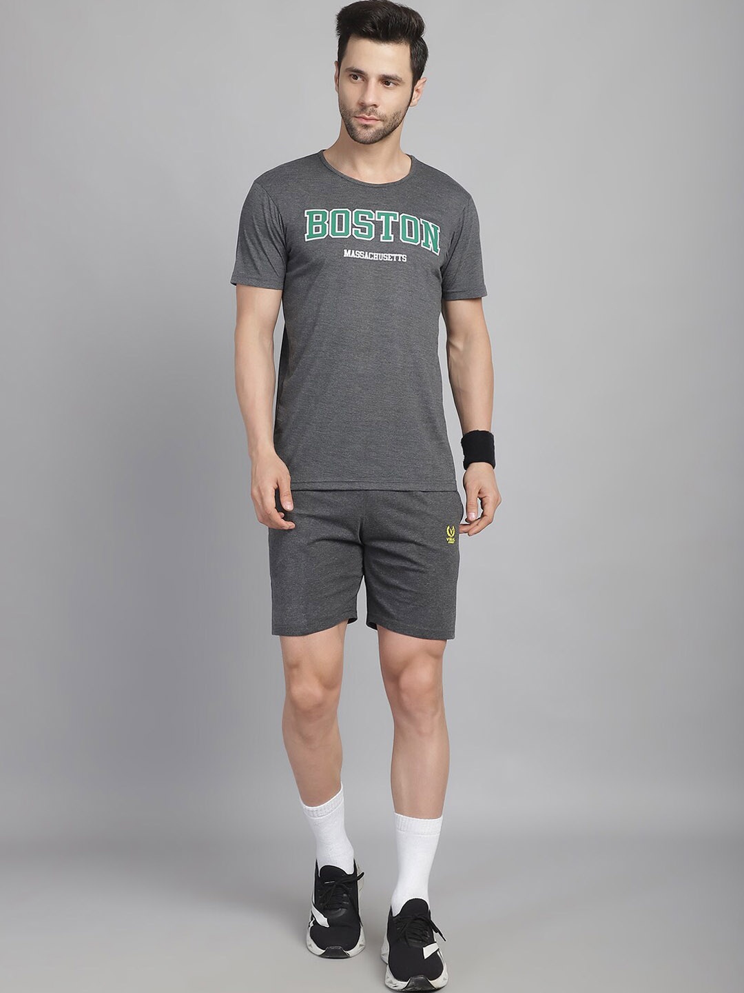 

MACK JONNEY Printed T-Shirt & Shorts, Grey