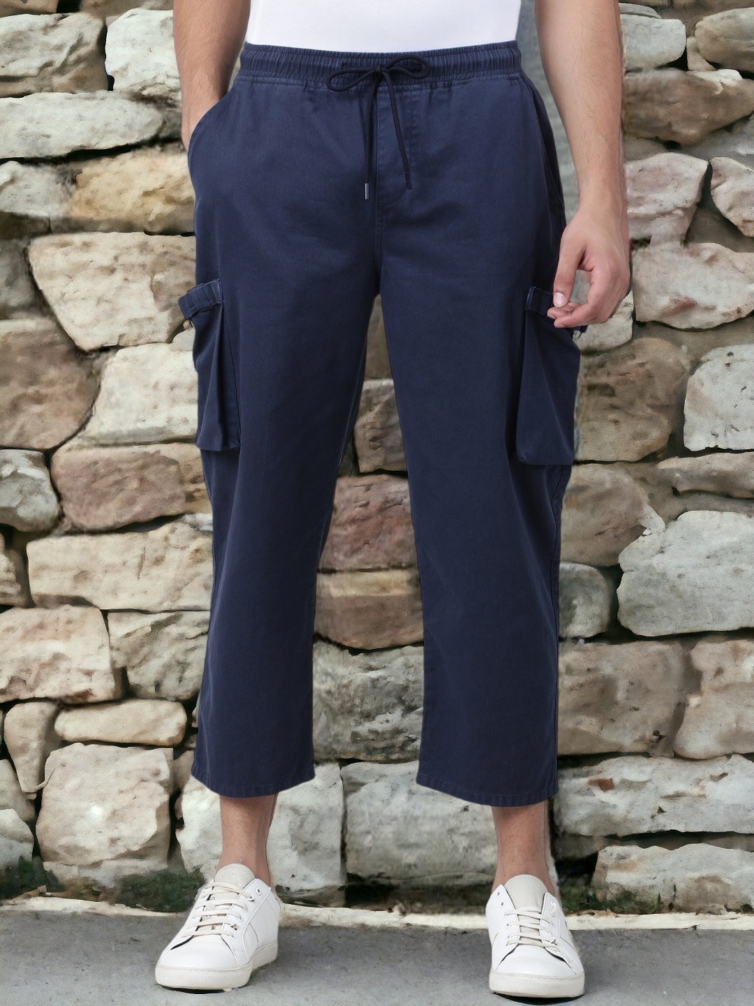 

Bene Kleed Men Loose Fit Cargos Trouser, Blue