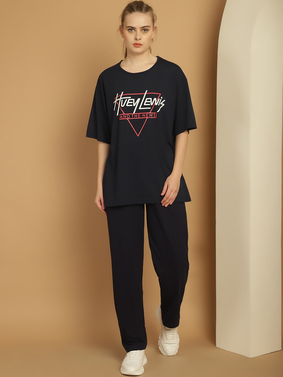 

MACK JONNEY Typography Printed Oversized Tracksuit, Navy blue