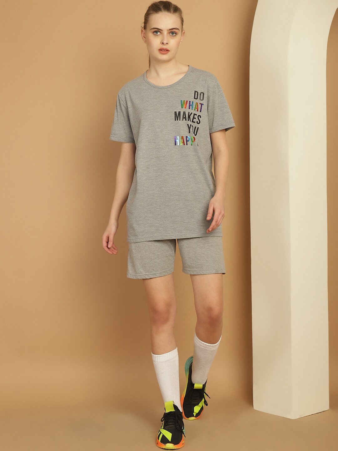 

MACK JONNEY Printed Round Neck Co-Ords, Grey
