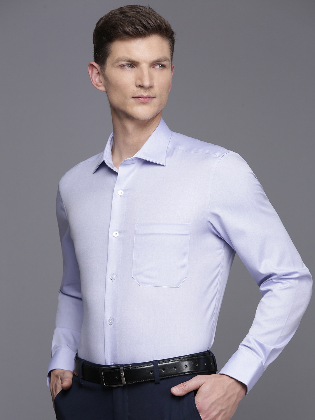 Louis Philippe Pure Cotton Classic Fit Formal Shirt, Blue