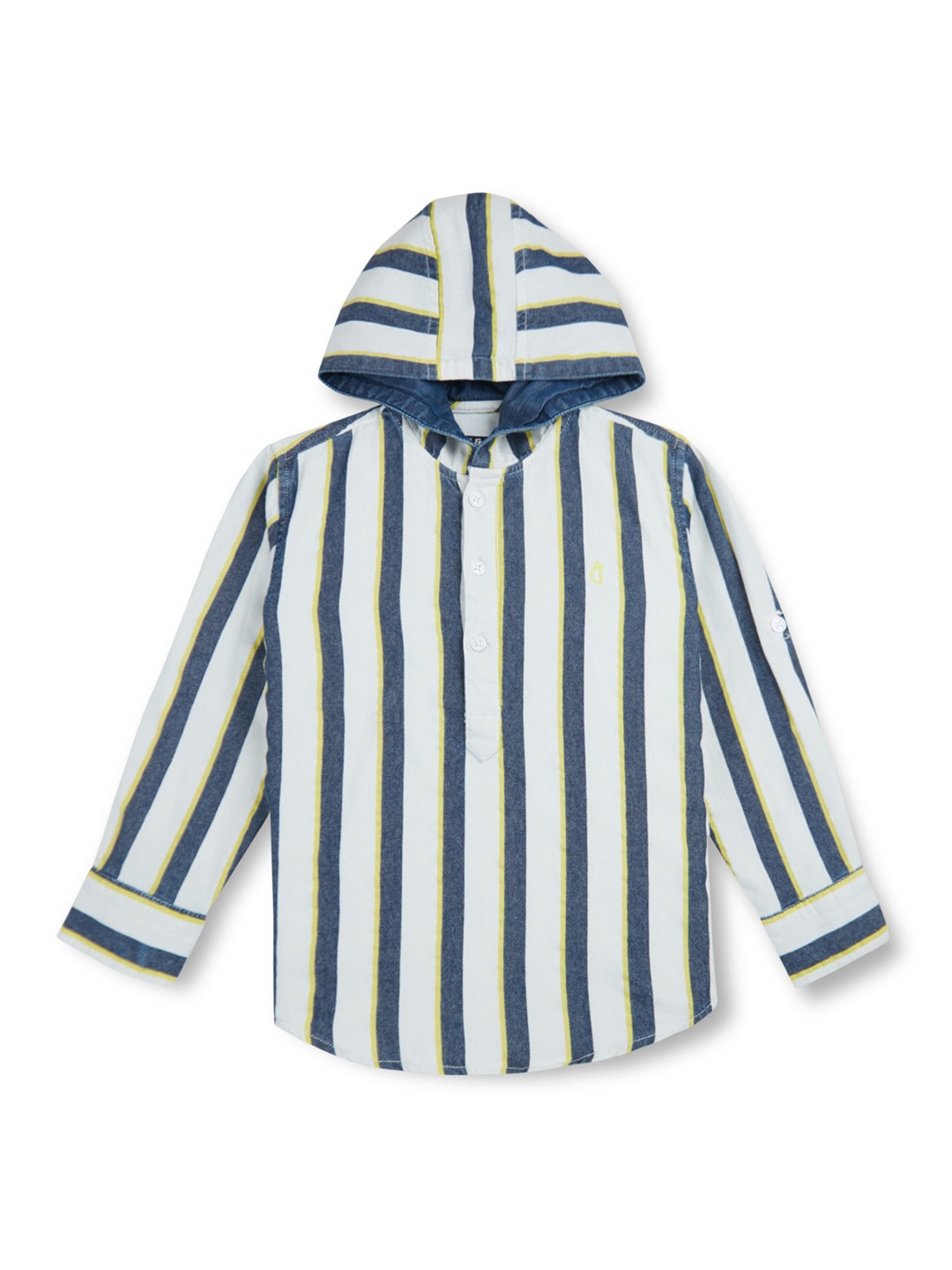 

Gini and Jony Boys Vertical Striped Hooded Cotton Casual Shirt, White