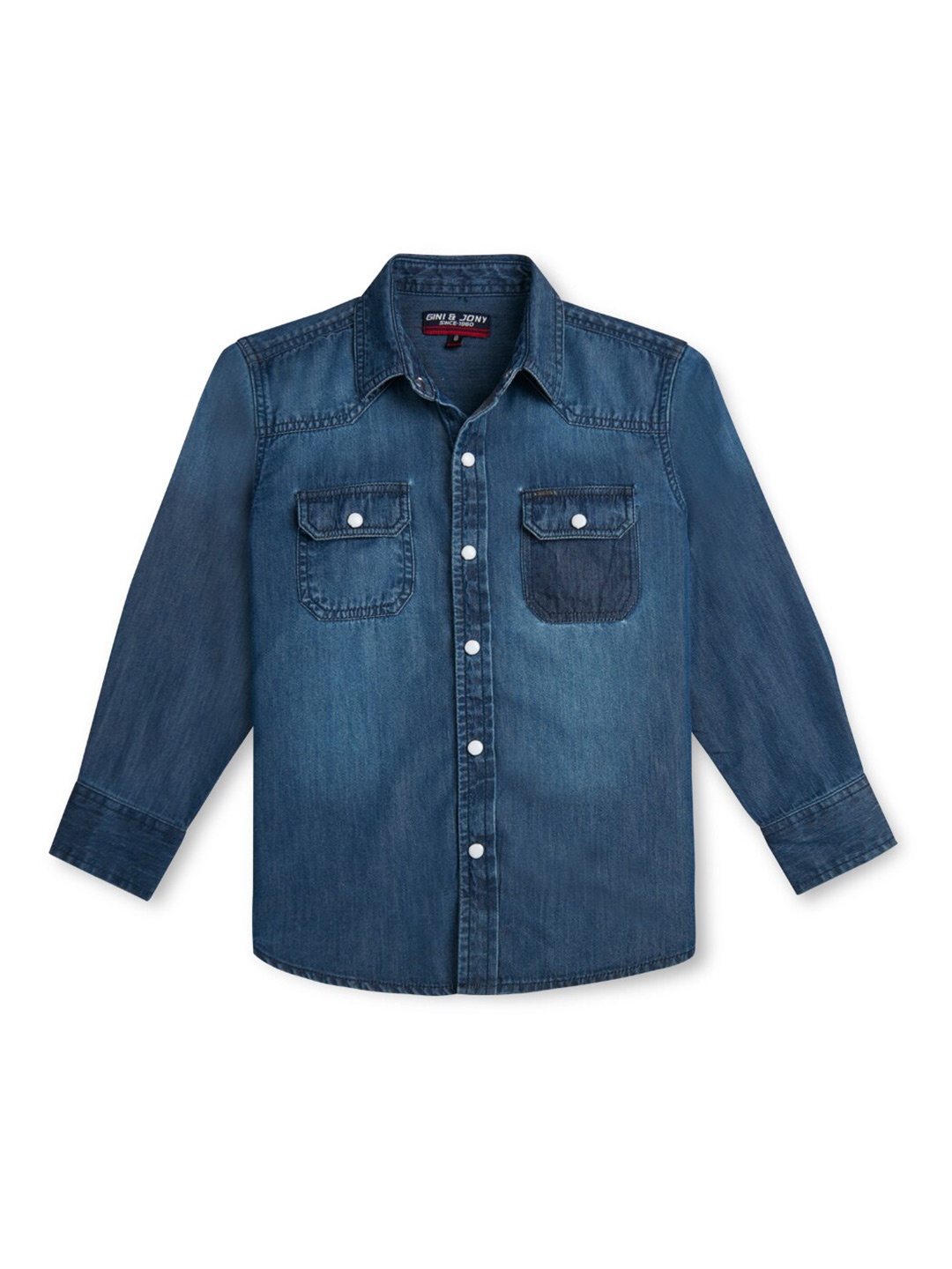 

Gini and Jony Boys Spread Collar Denim Casual Shirt, Blue