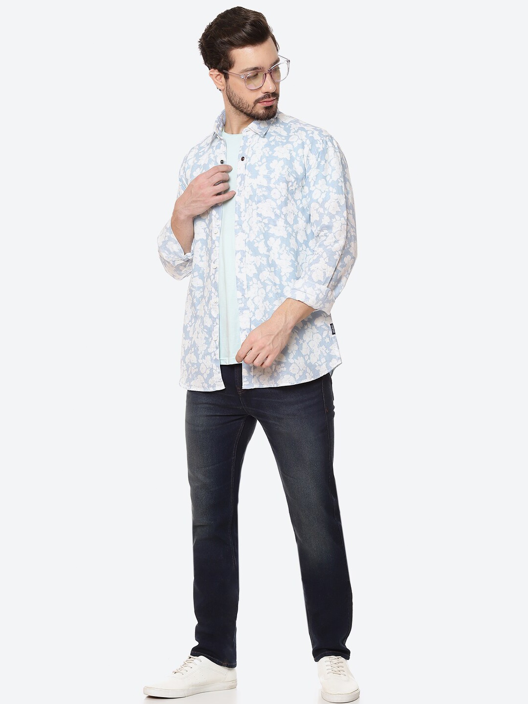 

Numero Uno Men Floral Print Slim Fit Shirt, Blue