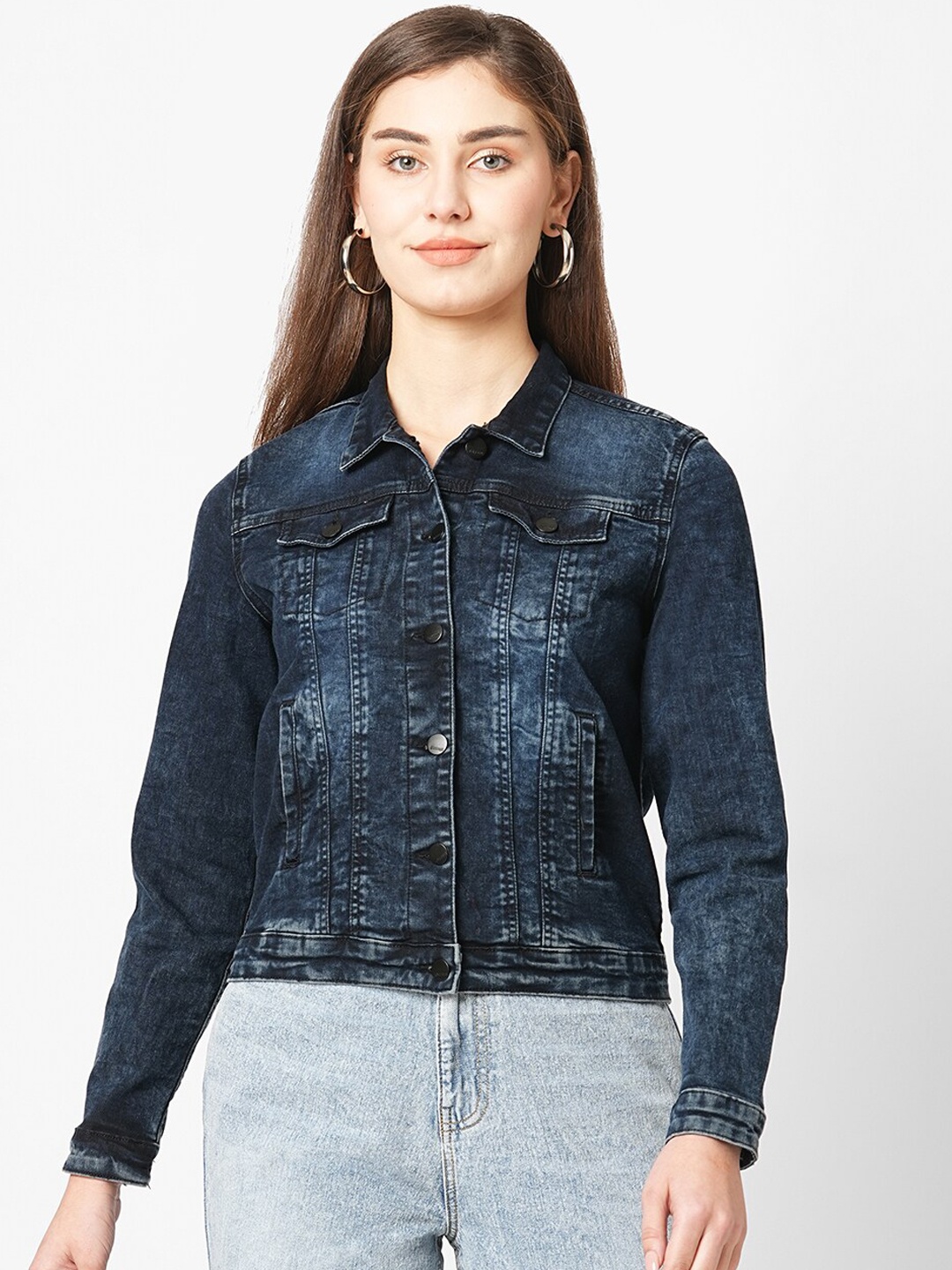 

Kraus Jeans Washed Long Sleeves Denim Jacket, Black