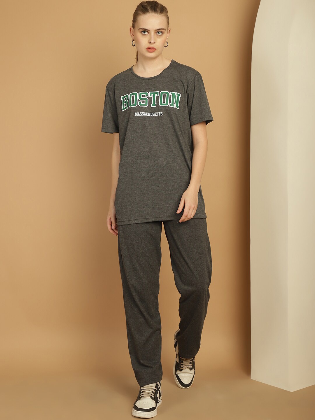 

MACK JONNEY Printed Round Neck Sports Co-Ords Set, Grey