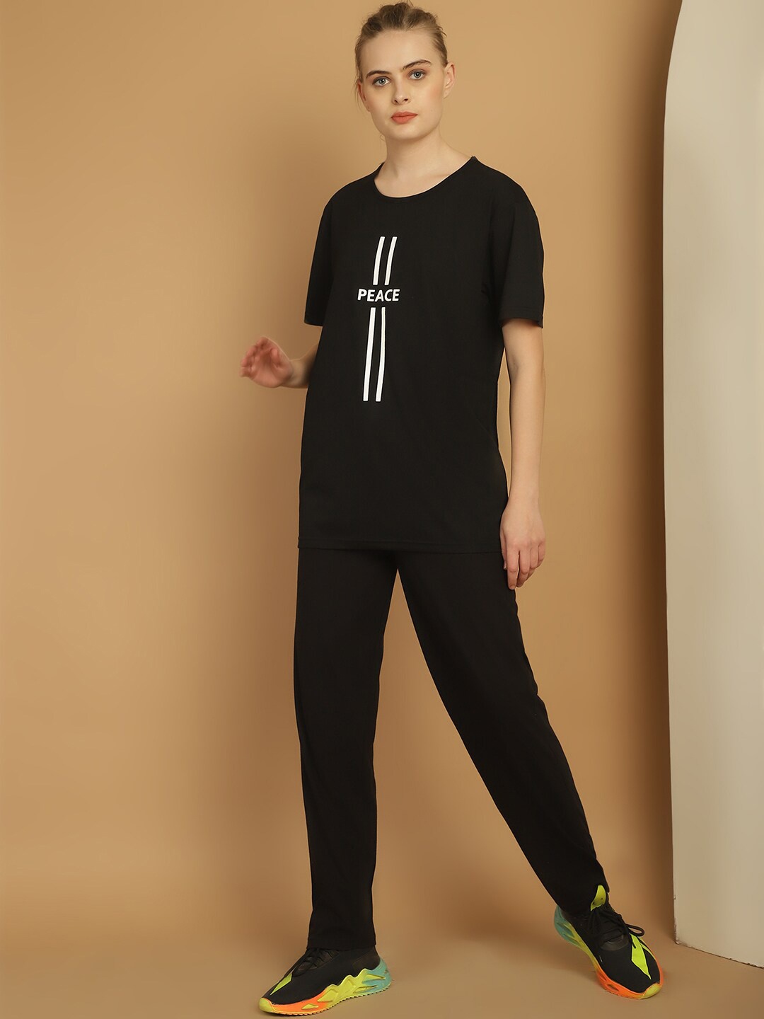 

MACK JONNEY Printed Round Neck Co-Ords, Black