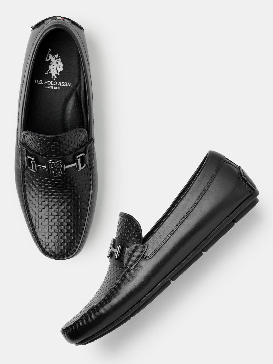 

U.S. Polo Assn. Men Textured Horsebit Loafers, Black