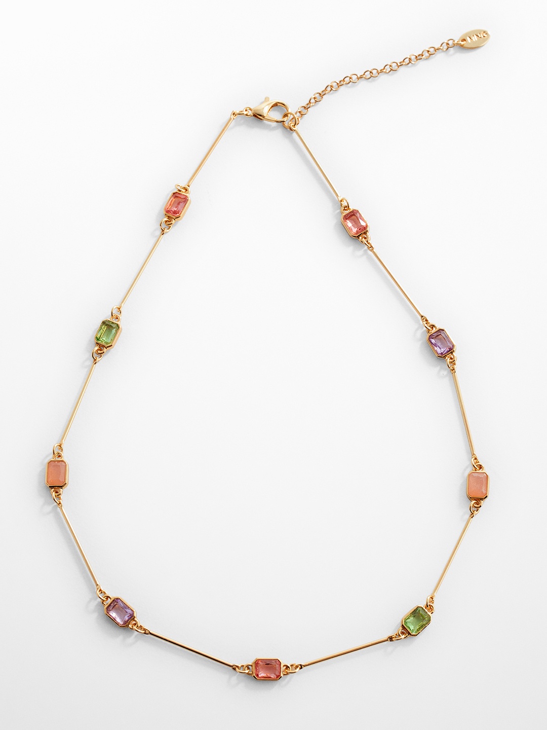 

MANGO Real Glass Studded Link Necklace, Gold