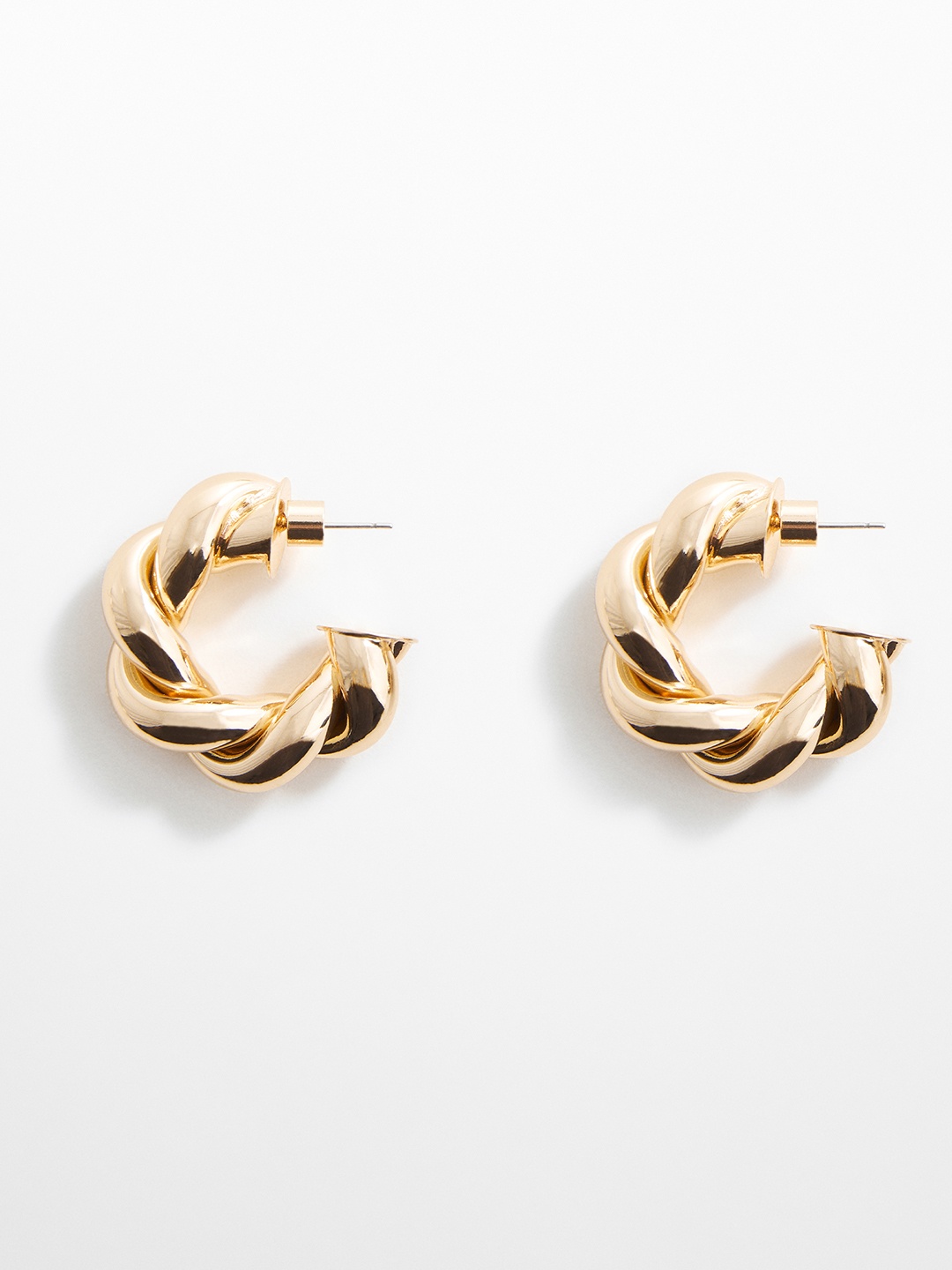 

MANGO Intertwined Half Hoop Earrings, Gold