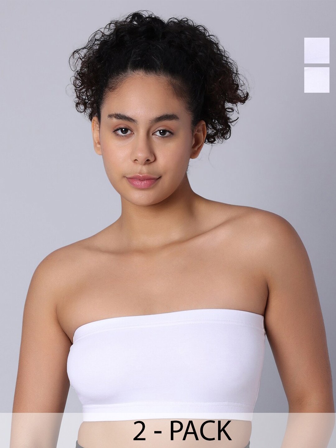 

Sillysally Pack Of 2 Non Padded Non Wired Full Coverage Bandeau Bra, White