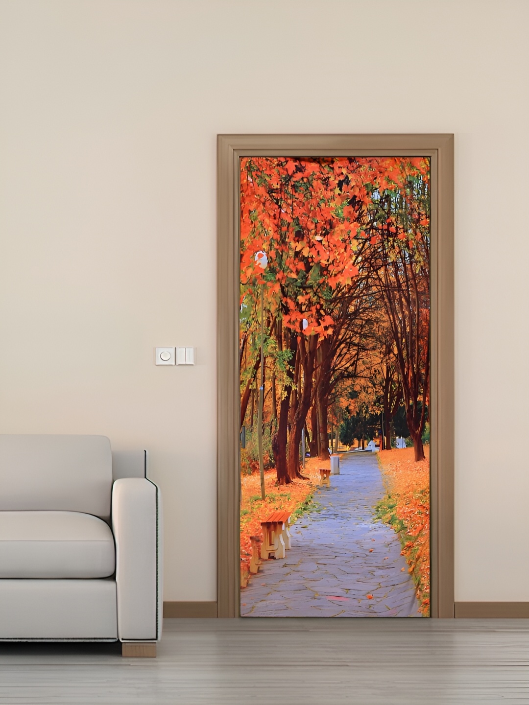 

Cortina Orange & Brown Printed Stretchable Door Cover