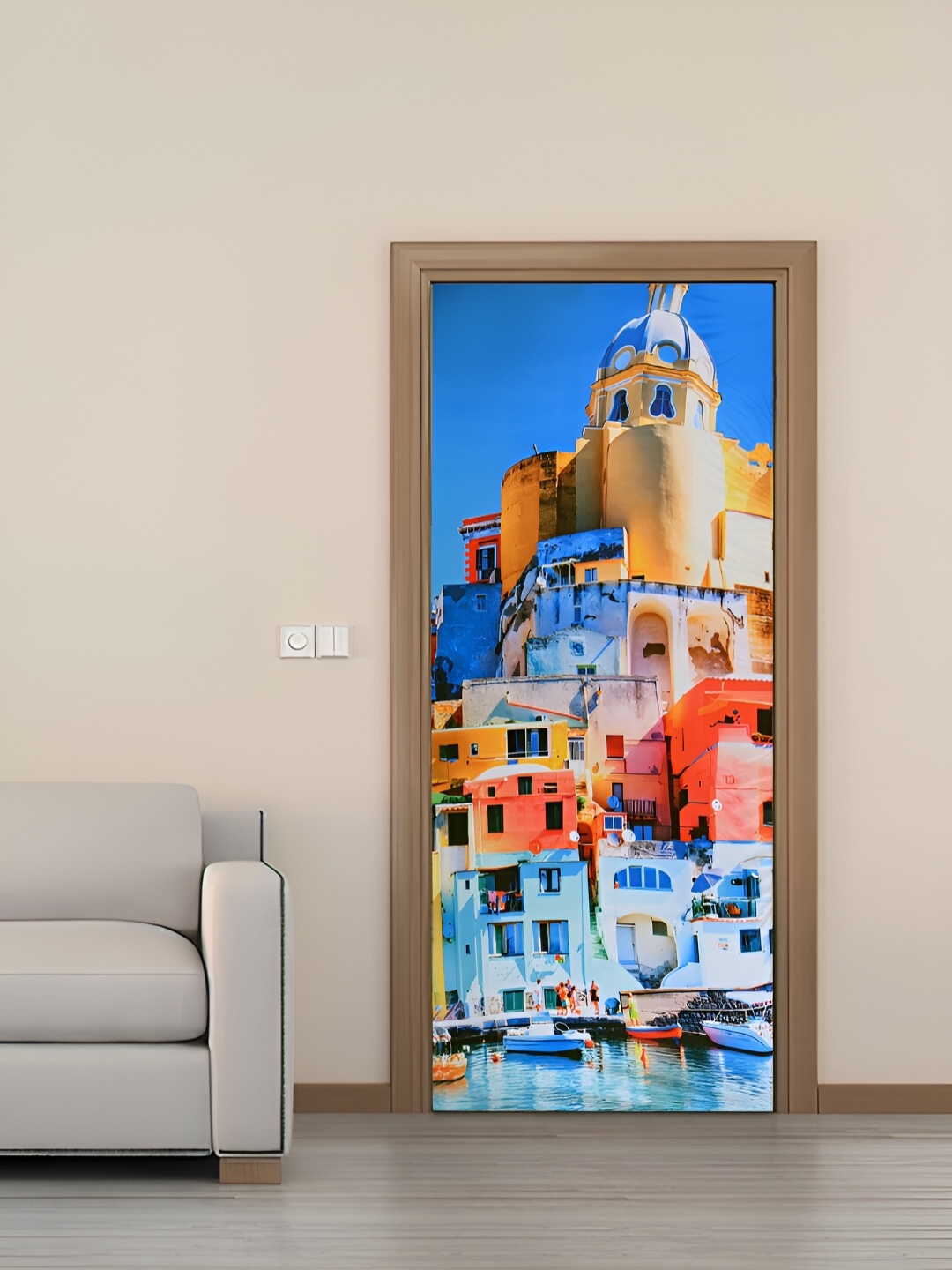 

Cortina Blue & White Printed Stretchable Door Cover