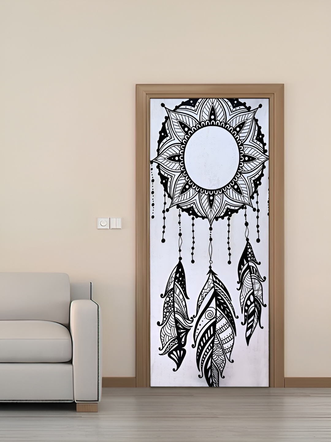 

Cortina White & Black Printed Stretchable Door Cover