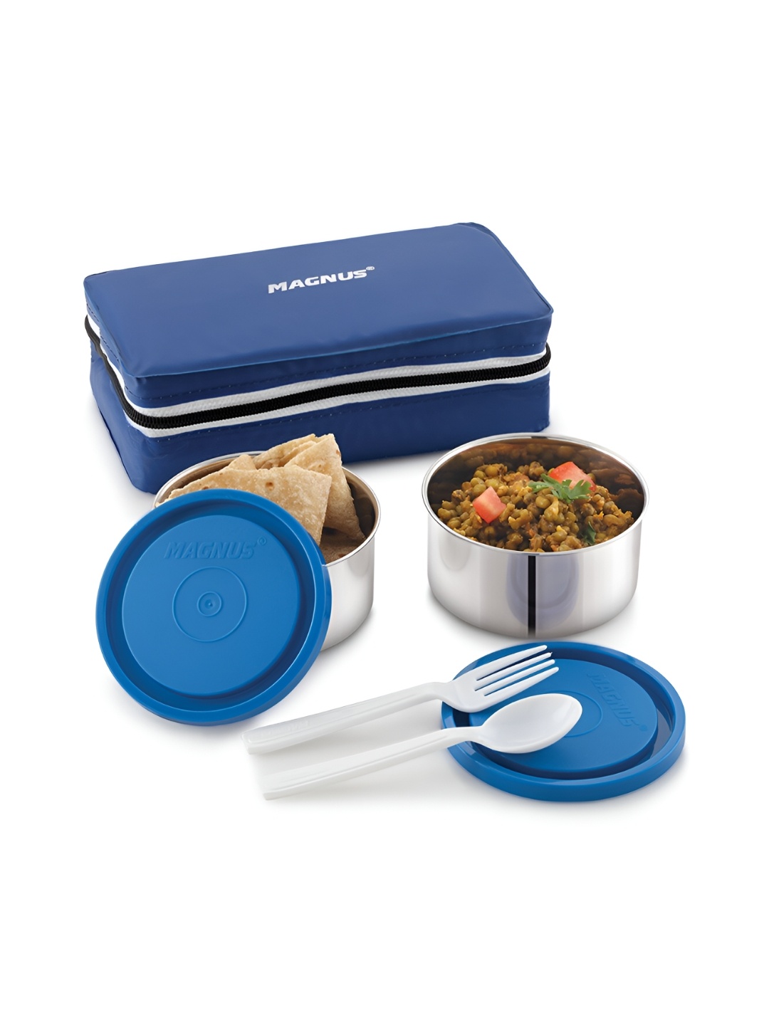 

MAGNUS Blue 2 Pieces Stainless Steel Lunch Box