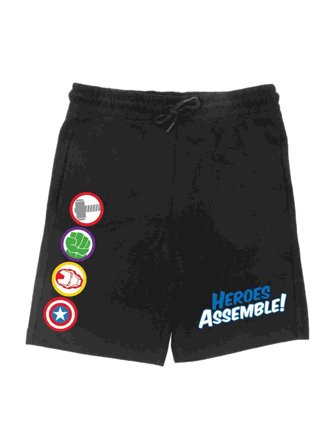 

Wear Your Mind Boys Avengers Printed Mid-Rise Shorts, Black