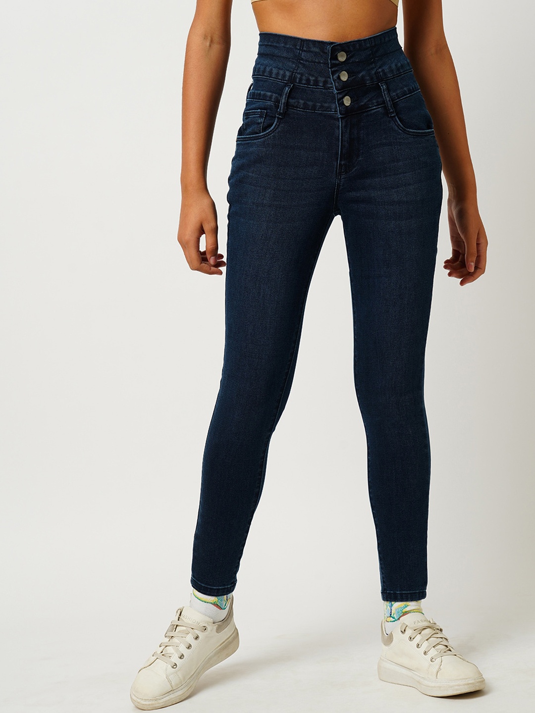 

Kraus Jeans Women Super Skinny Fit High-Rise Jeans, Blue