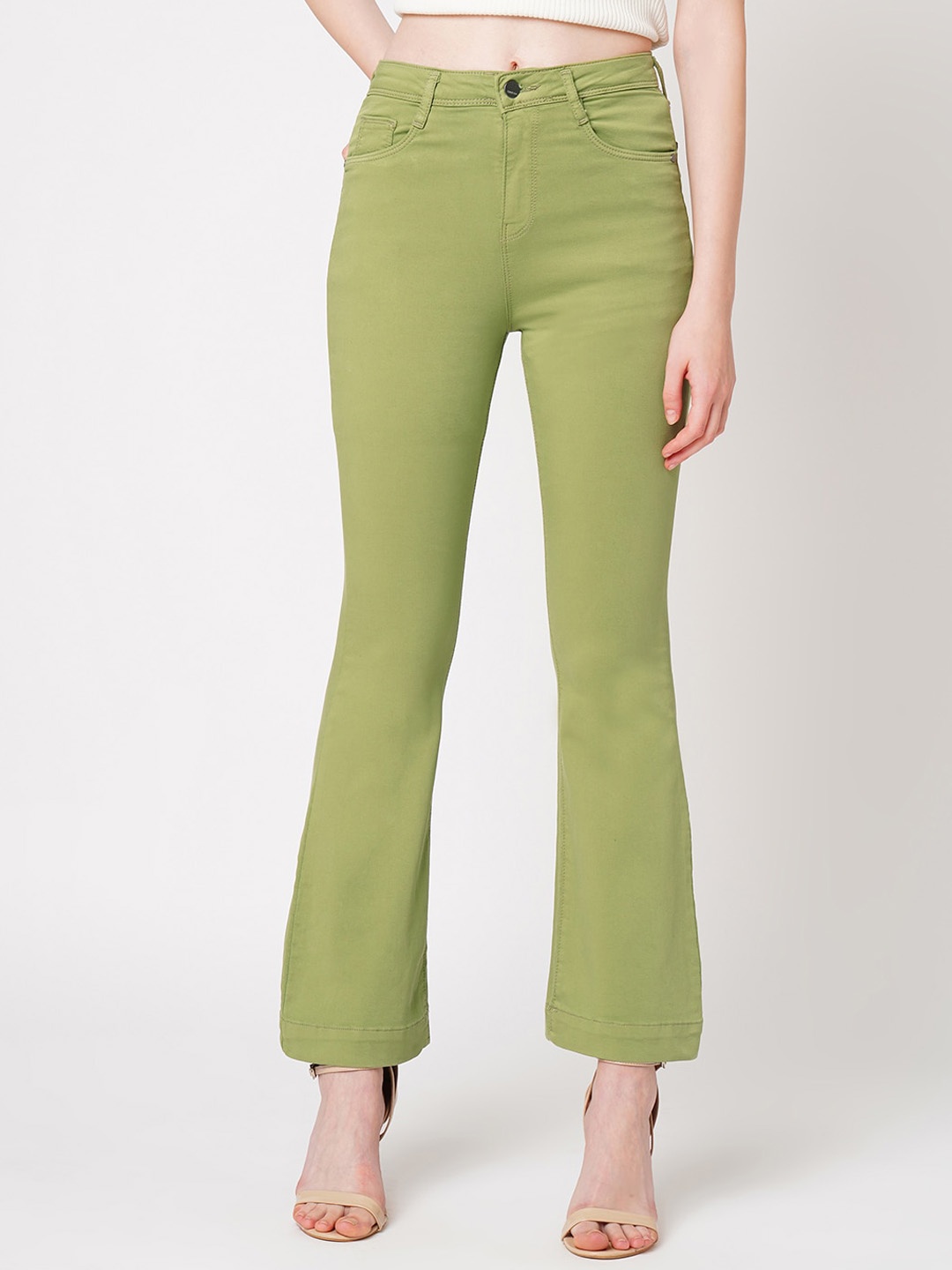 

Kraus Jeans Women Flared High-Rise Jeans, Olive