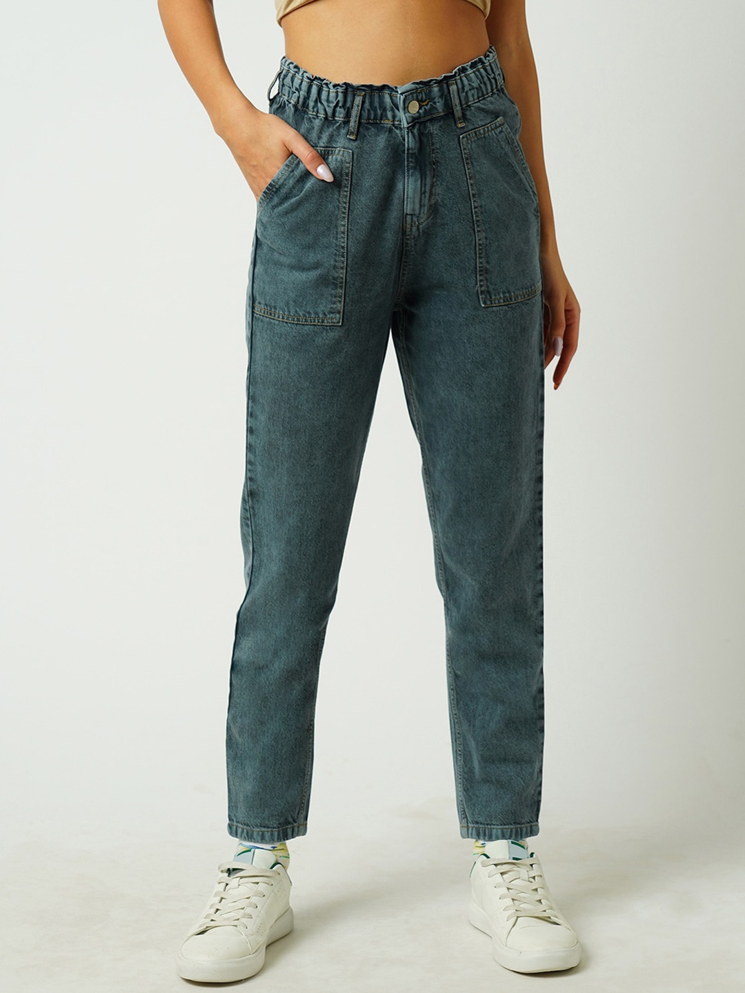 

Kraus Jeans Women Relaxed Fit High-Rise Clean Look Heavy Fade Jeans, Grey