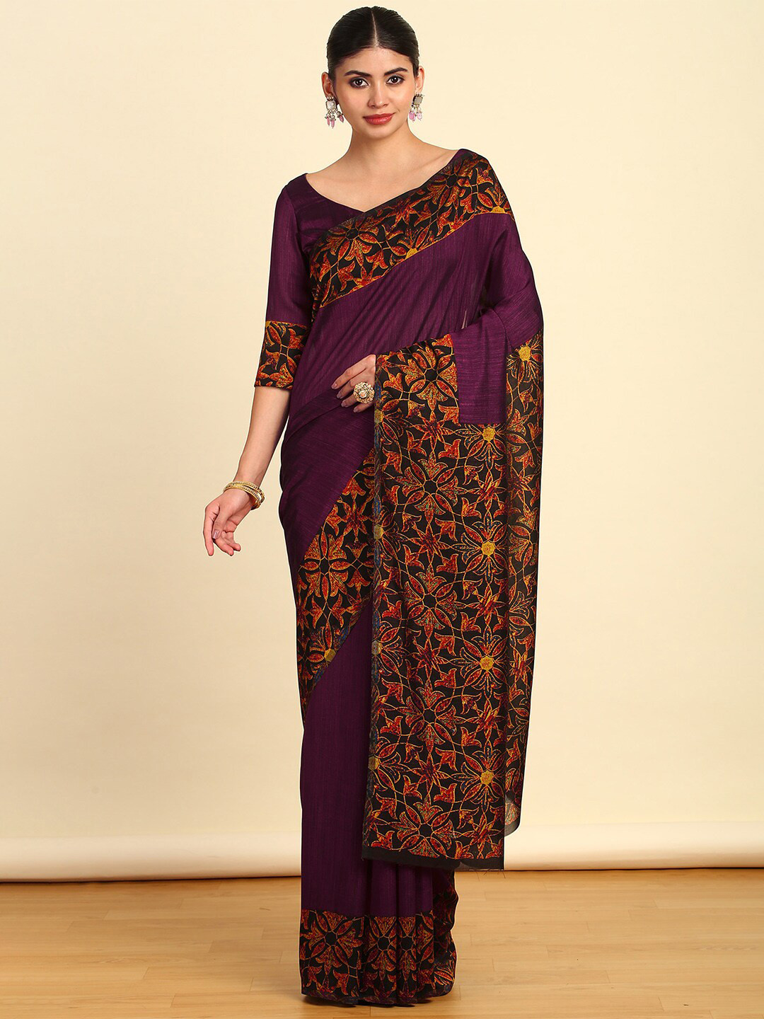 

Soch Floral Printed Saree, Purple
