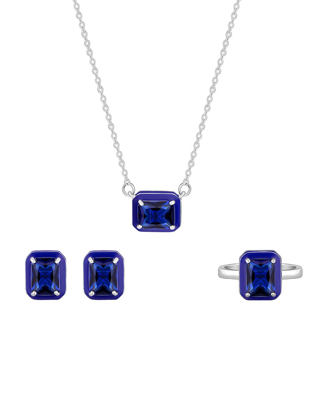 

GIVA 925 Sterling Silver Rhodium-Plated Stones Studded Jewellery Set