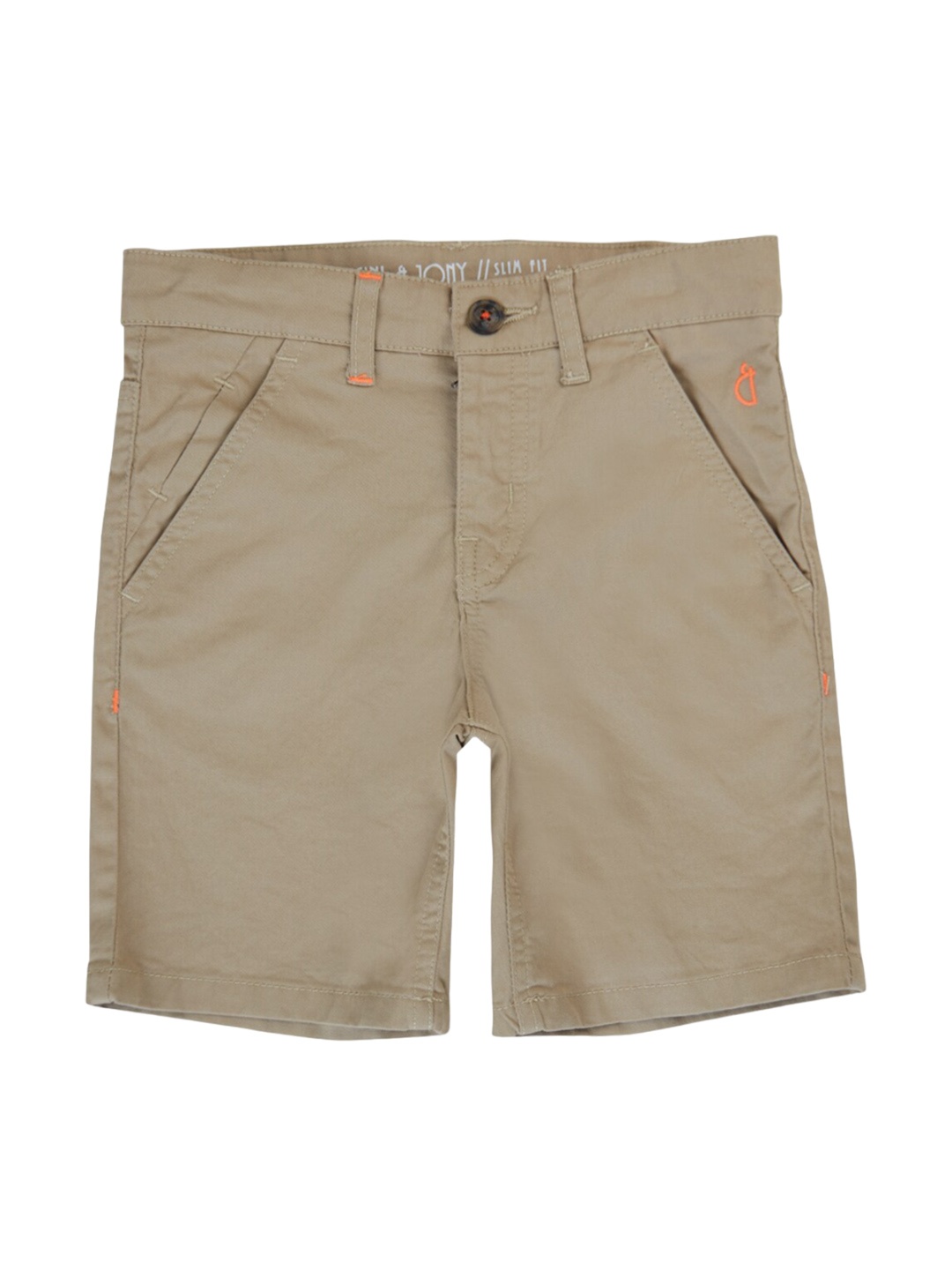 

Gini and Jony Boys Mid-Rise Cotton Shorts, Khaki